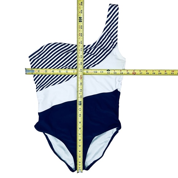 Kona Sol Swimsuit UPF 50+Navy White One Shoulder Striped One Piece M - Picture 8 of 10